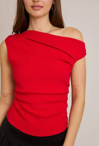 Scarlet One-Shoulder Statement Top