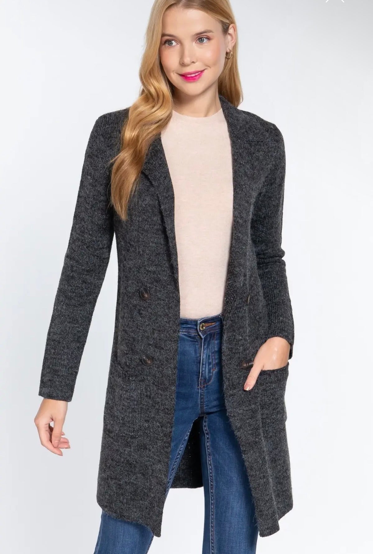 City Chic Charcoal Sweater Coat