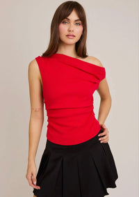 Scarlet One-Shoulder Statement Top