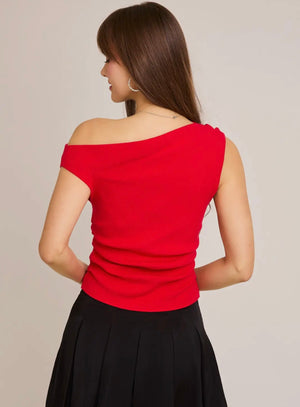 Scarlet One-Shoulder Statement Top