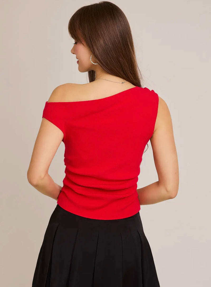 Scarlet One-Shoulder Statement Top