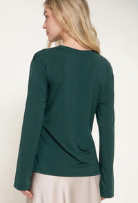 Emerald Elegance Tie-Front Top