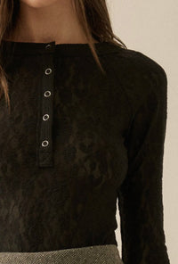 Vintage Floral Lace Henley