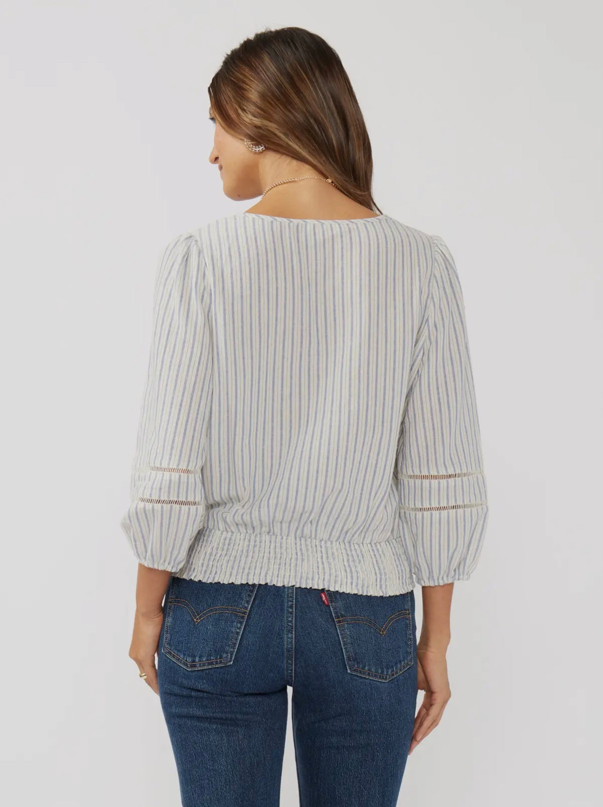 Blue Willow Embroidered Peplum Top