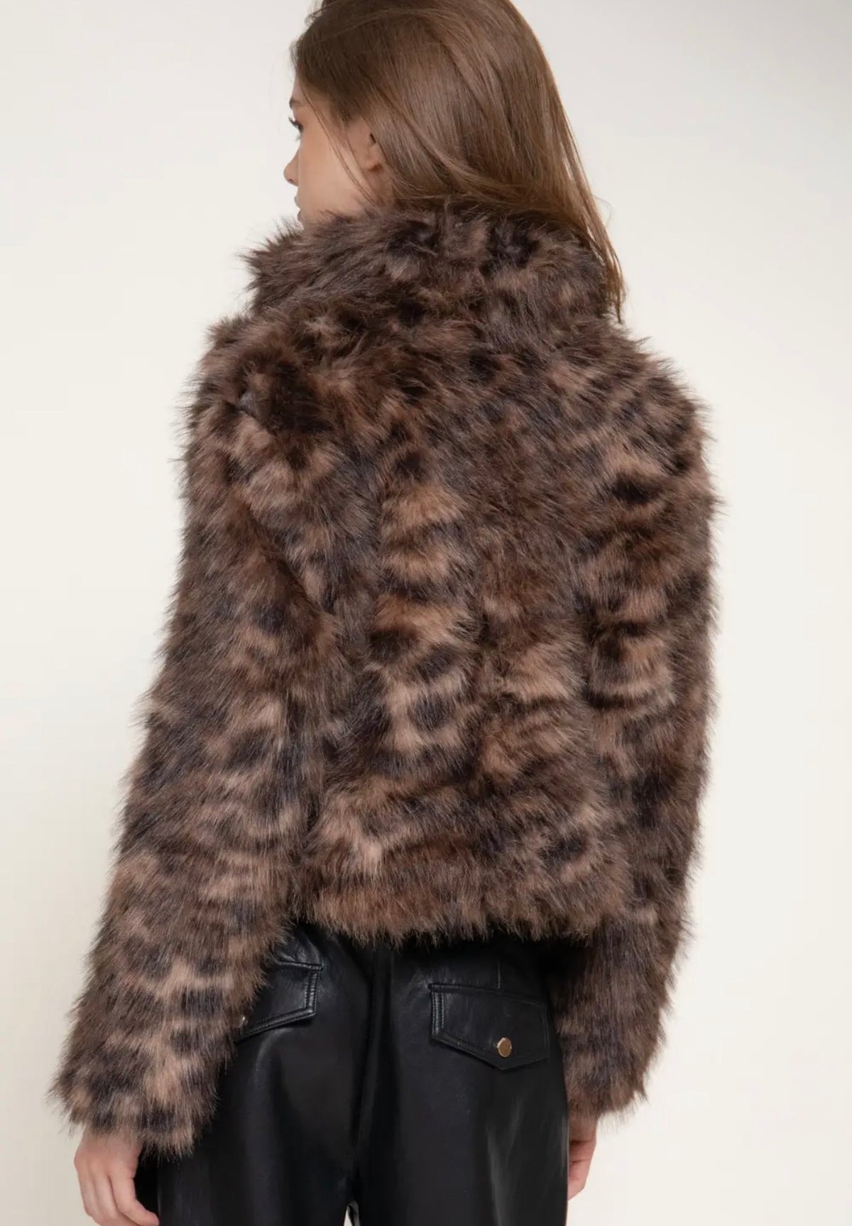 Wild Side Faux Fur Jacket – Chocolate Leopard