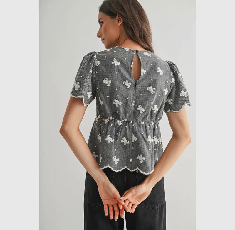 Black and White Bow Peplum