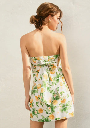 Strapless Tie Lemon Sorbet Dress