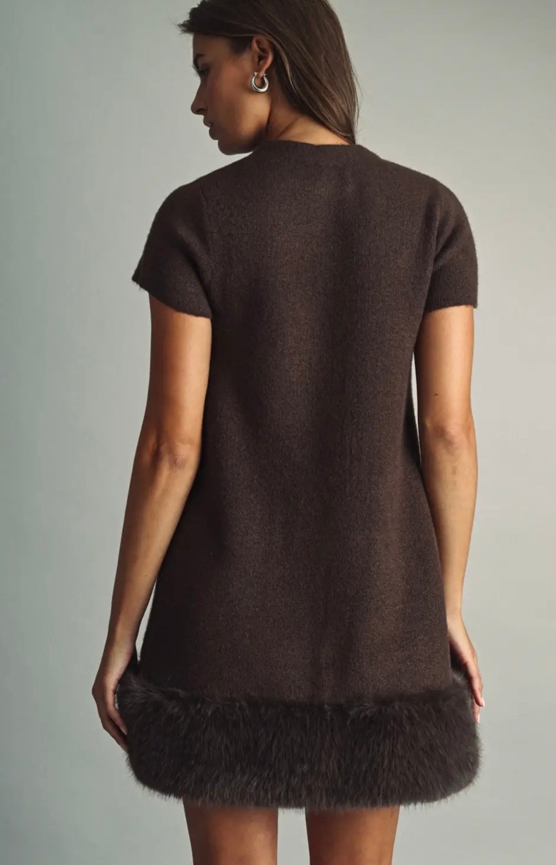 Cocoa Lux Faux Fur Trim Dress