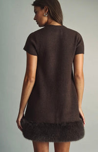 Cocoa Lux Faux Fur Trim Dress