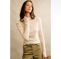 Floral Stretch Lace Top Ivory