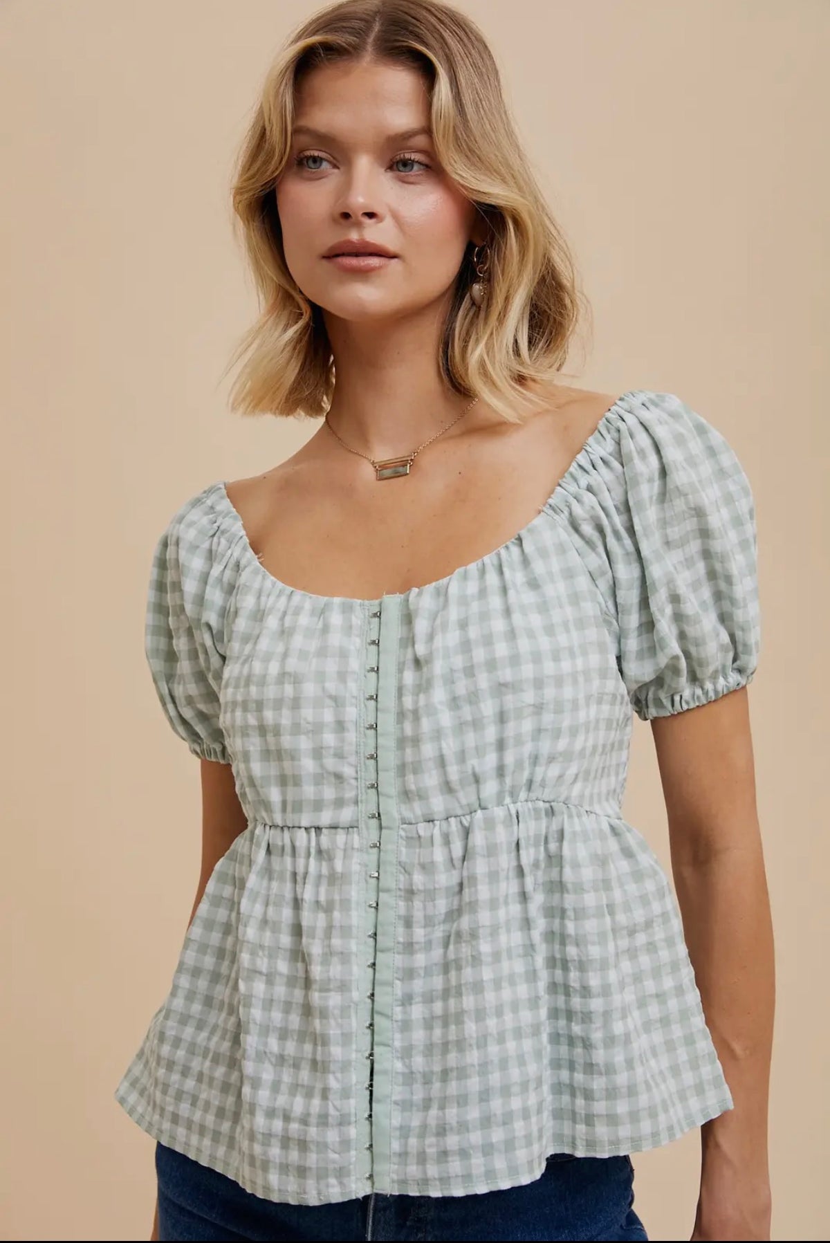 Gingham Hook and Eye Top
