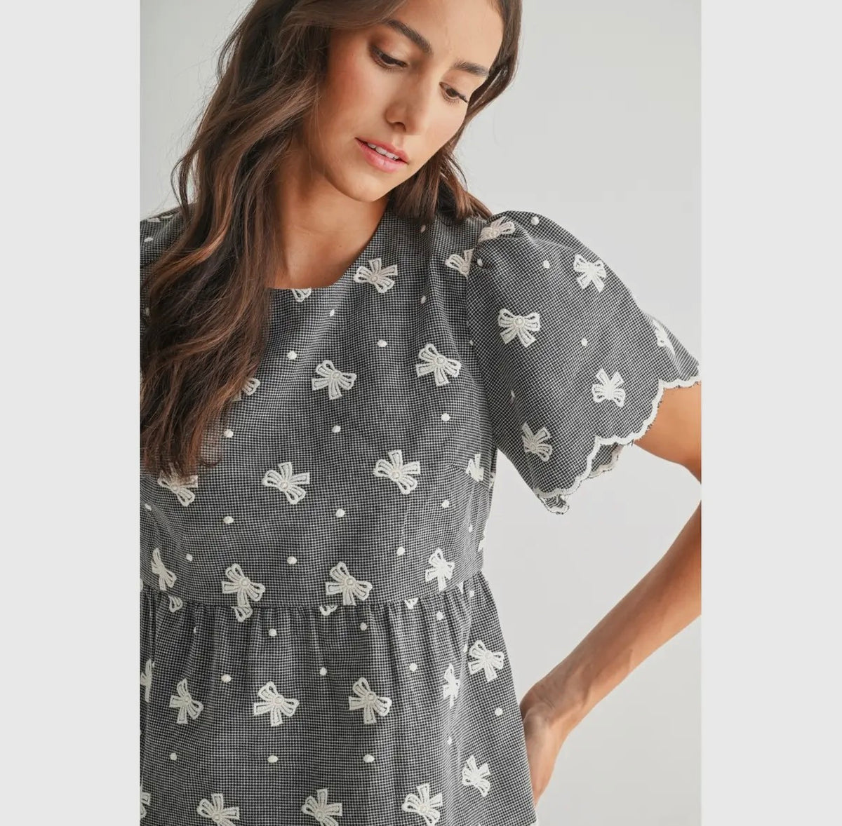 Black and White Bow Peplum