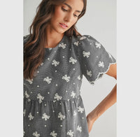 Black and White Bow Peplum