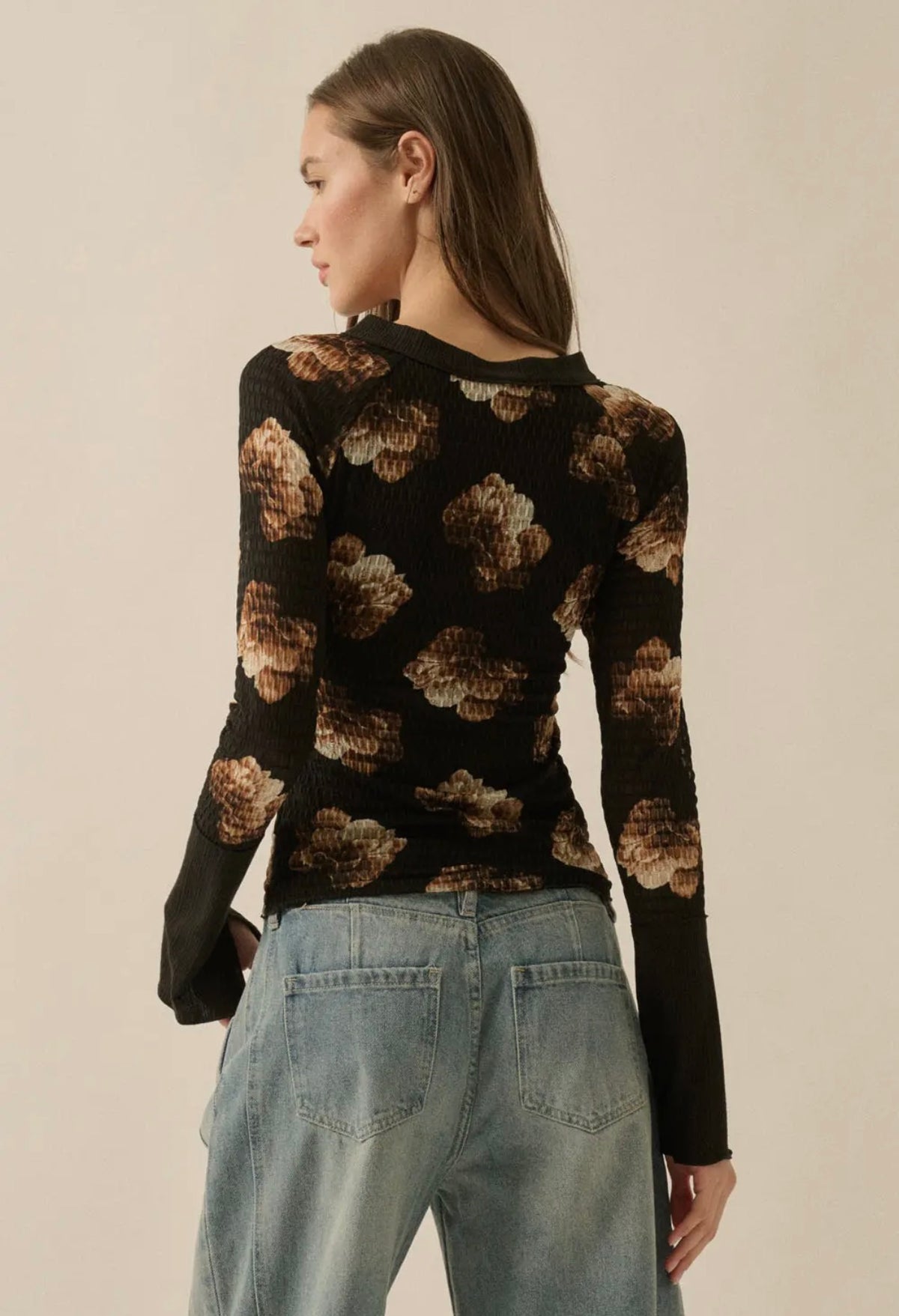 Floral Honeycomb Mesh Top
