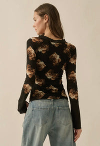Floral Honeycomb Mesh Top