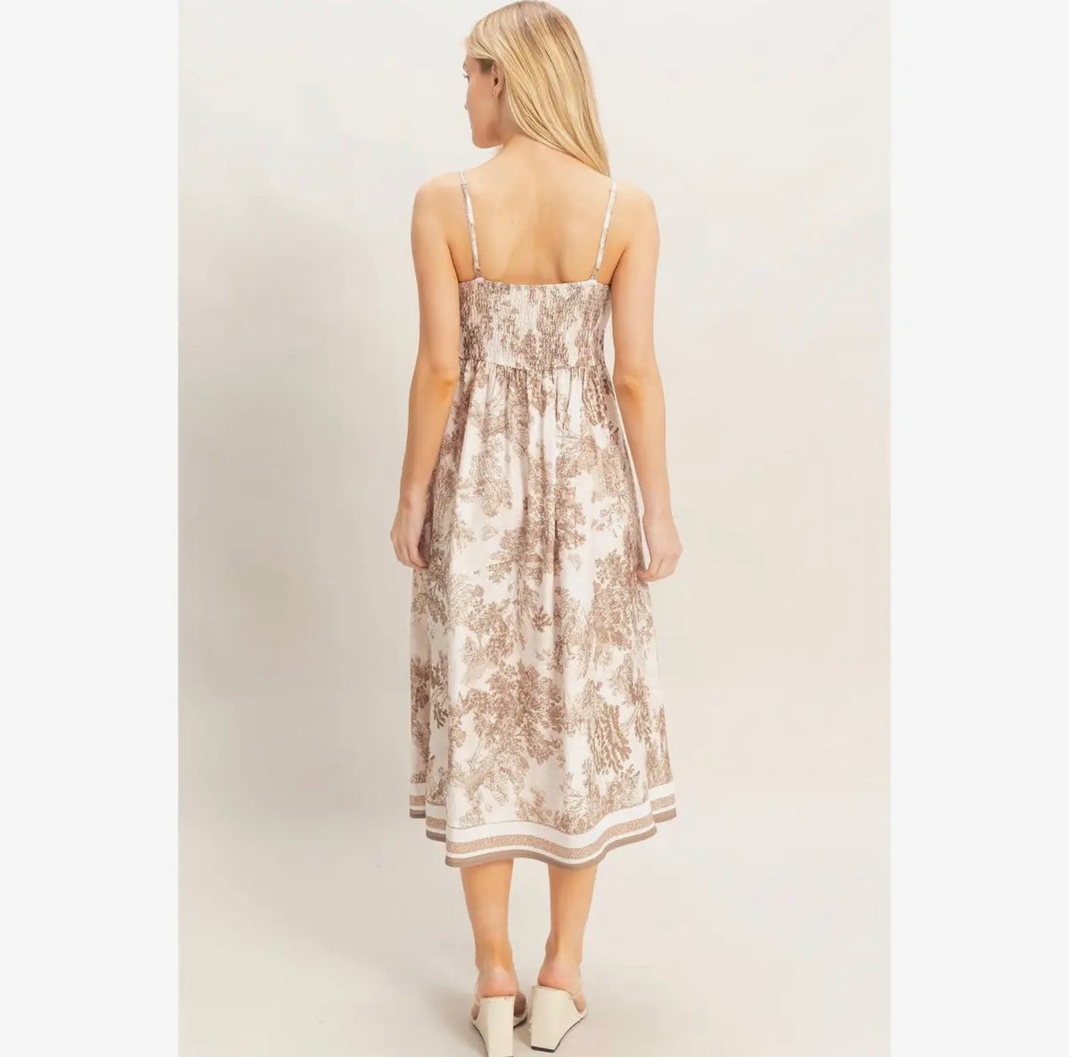 Taupe Toile Midi Dress