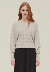 Batwing Pointelle Knit Sweater