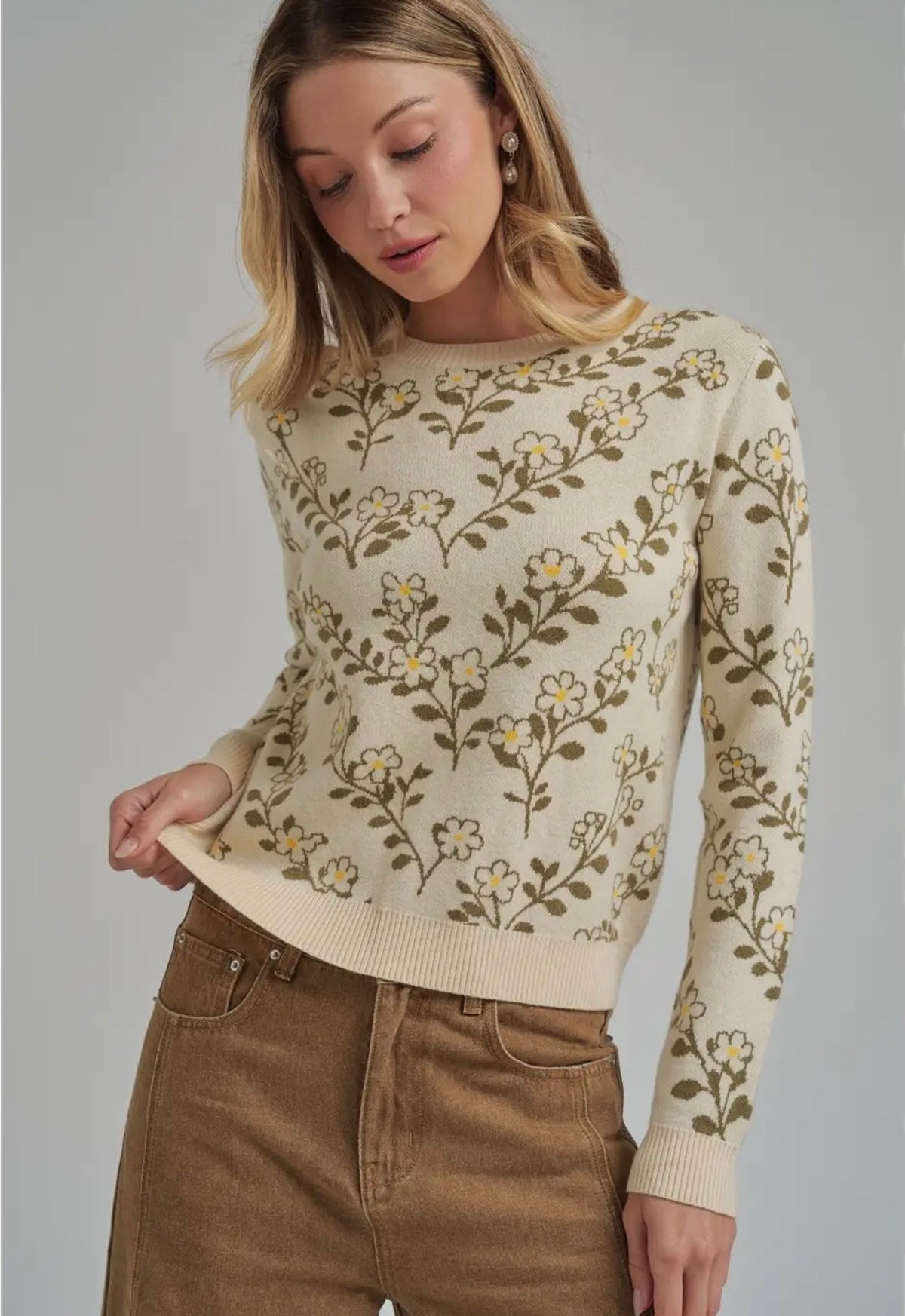 Botanical Floral Knit Top