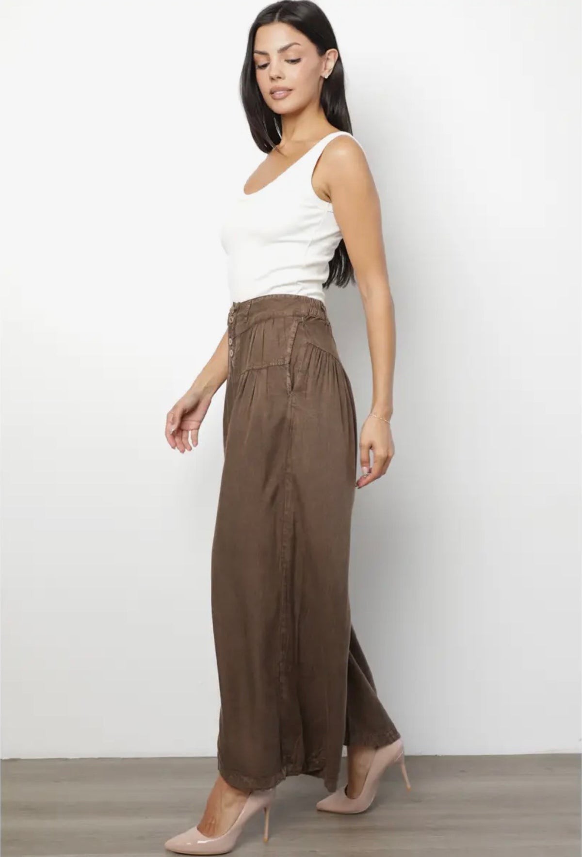 Mocha Acid Wash Pants