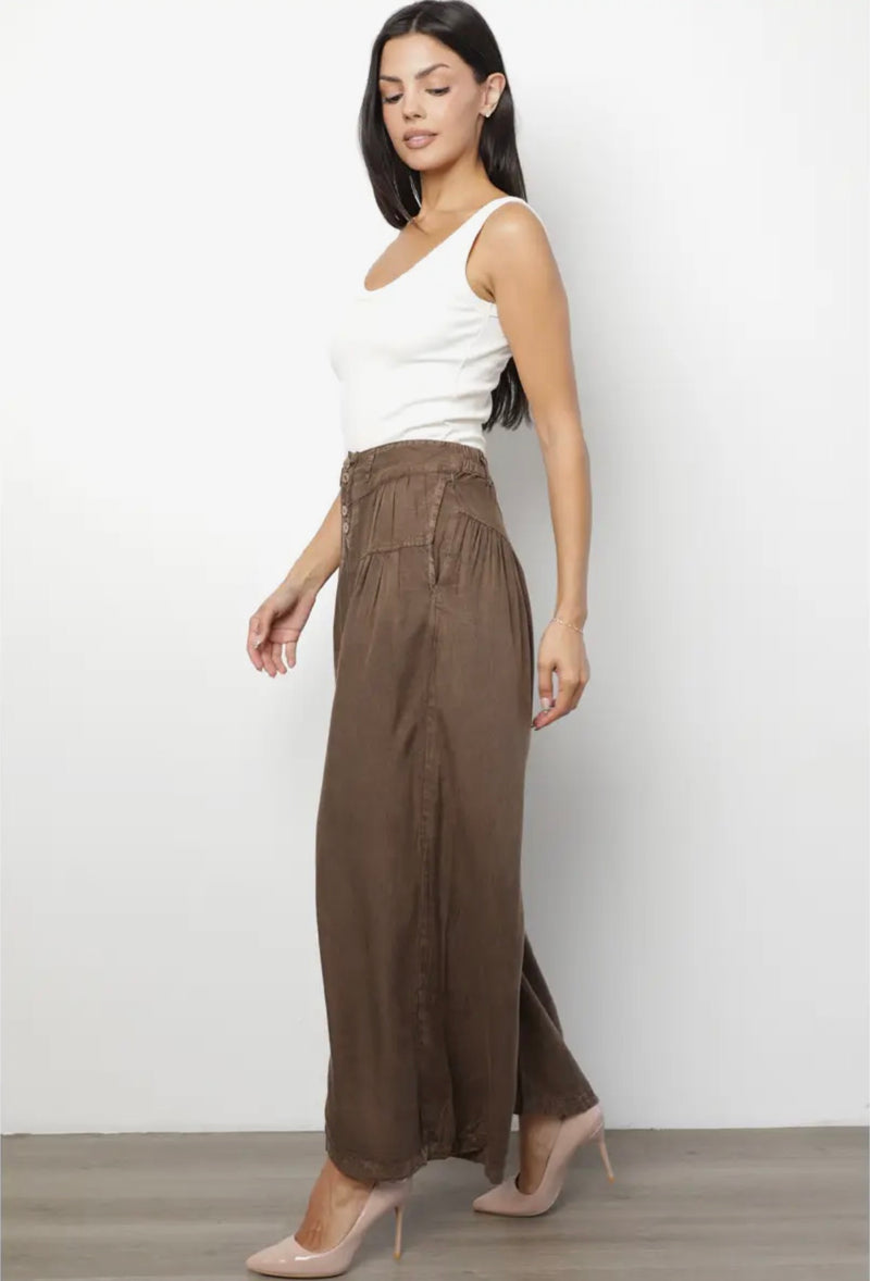 Mocha Acid Wash Pants