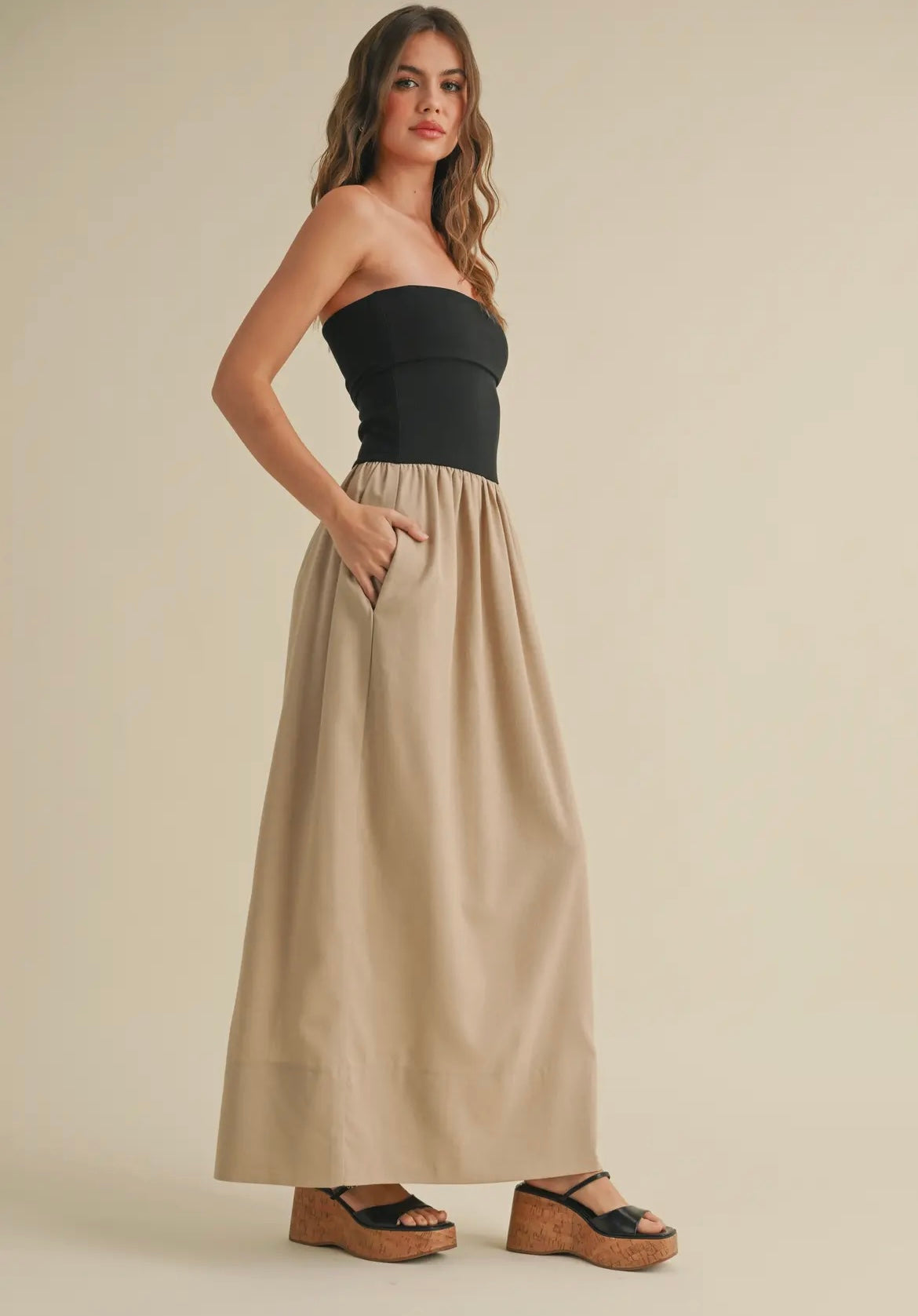 Linen Tube Midi Dress