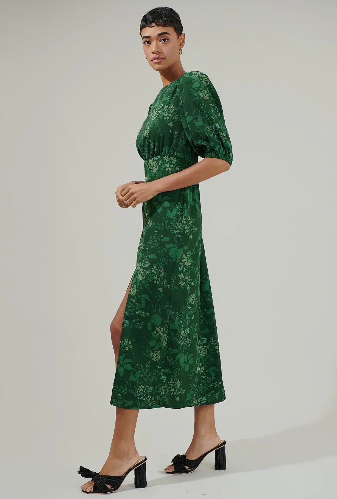 Emerald Woodland Floral Smock Dress