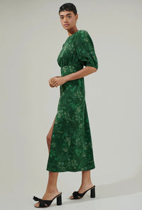 Emerald Woodland Floral Smock Dress