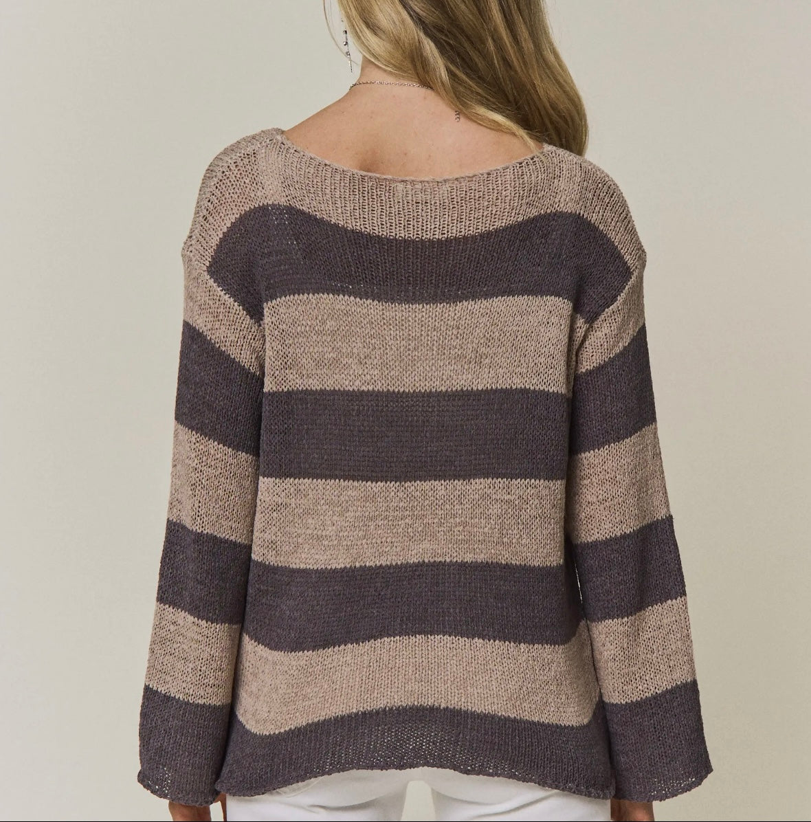 Grey/Taupe Stripe Knit Top