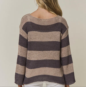 Grey/Taupe Stripe Knit Top