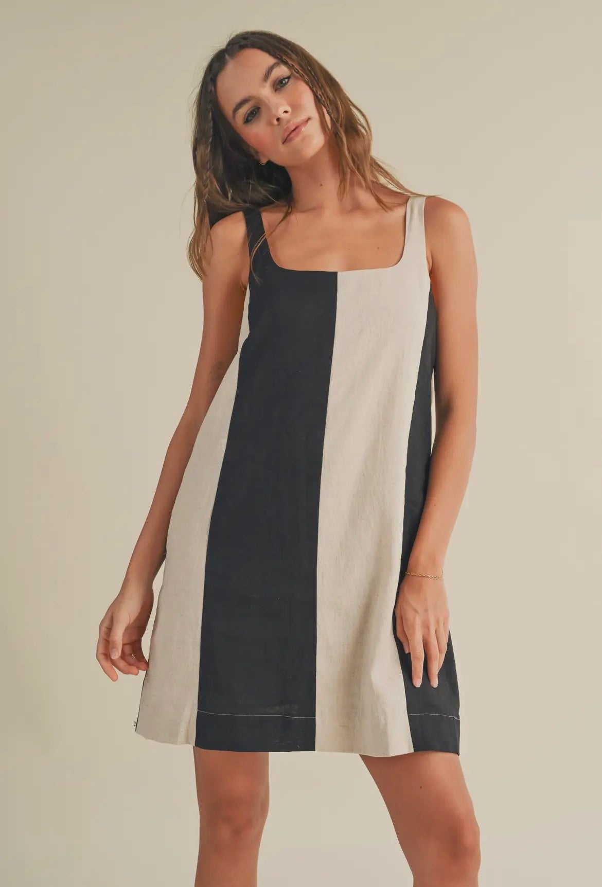 Color Block Linen Dress