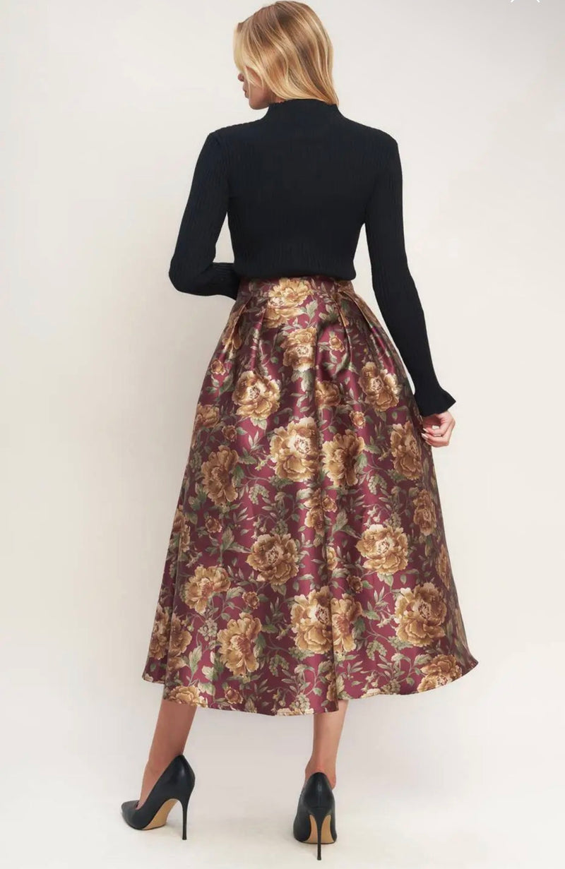 Autumn Heirloom Floral Midi Skirt