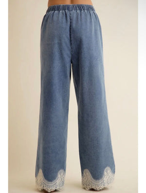 Lace Me Up Wide Leg Jeans