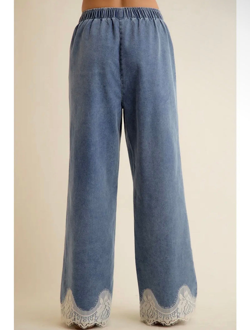 Lace Me Up Wide Leg Jeans