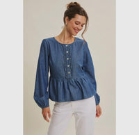 Heartbreaker Denim Peplum Top