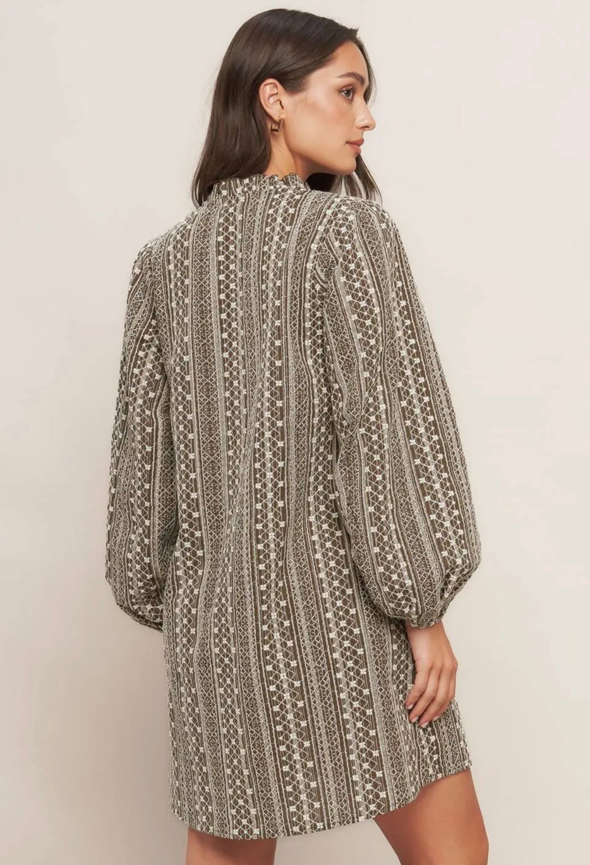 Brown Textured Woven Dress