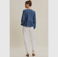 Heartbreaker Denim Peplum Top