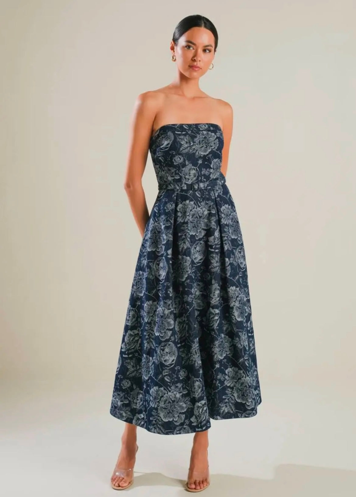 Jacquard Denim Midi Dress