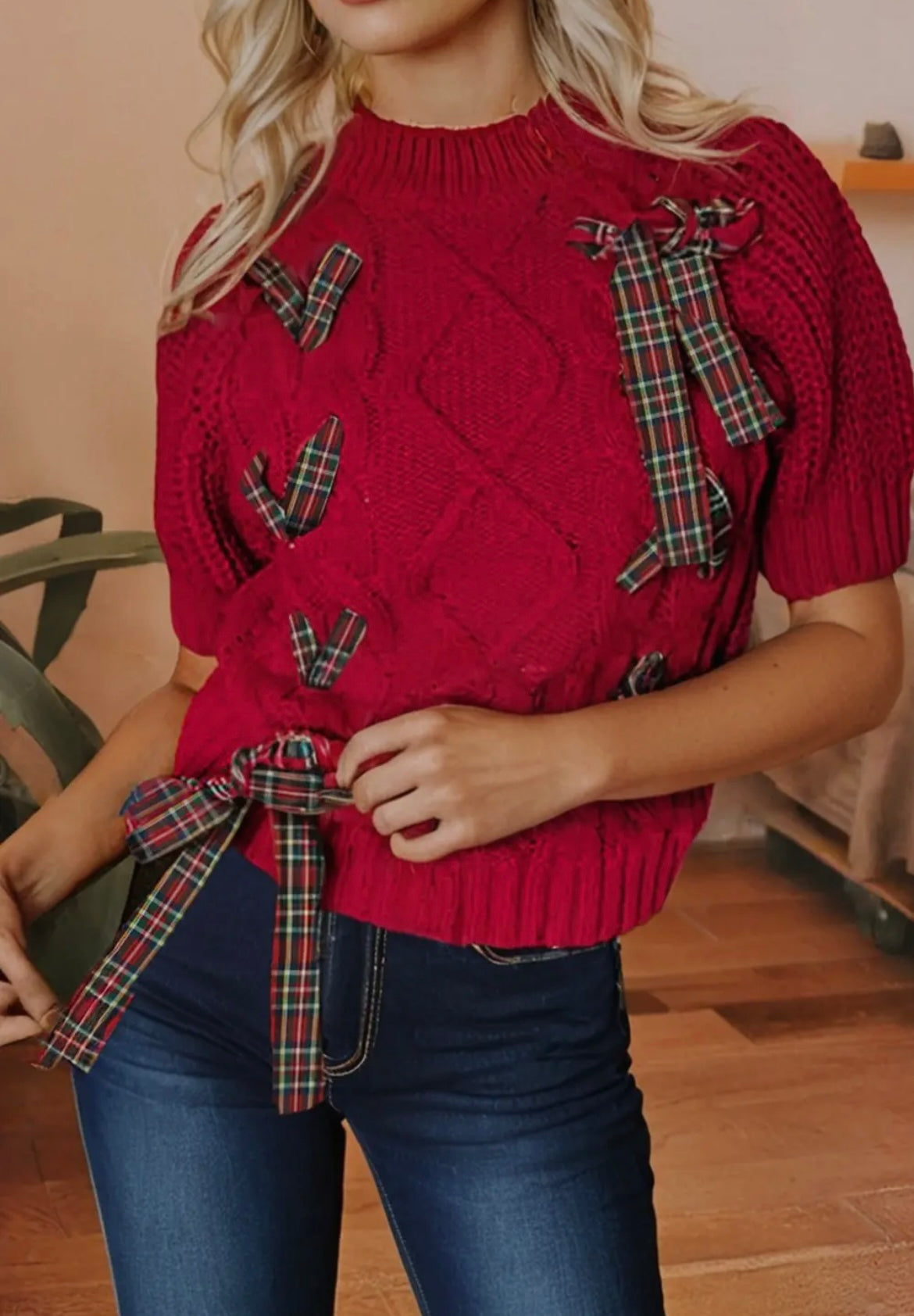Tartan Bow Sweater
