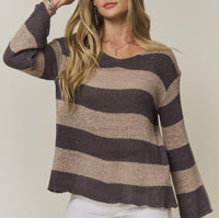 Grey/Taupe Stripe Knit Top