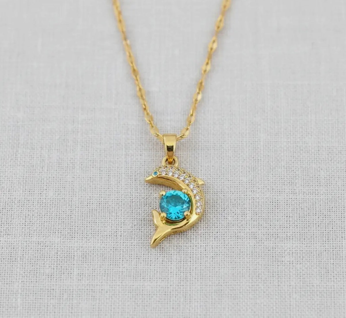 Dolphin Blue Gem Necklace