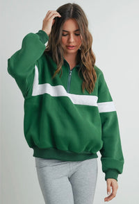 Green Two Tone Half Zip Sweatshirt