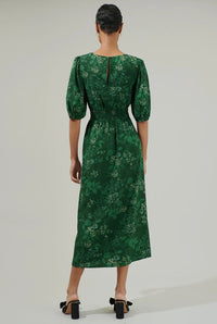 Emerald Woodland Floral Smock Dress