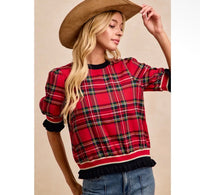 Holiday Plaid Ruffle Top