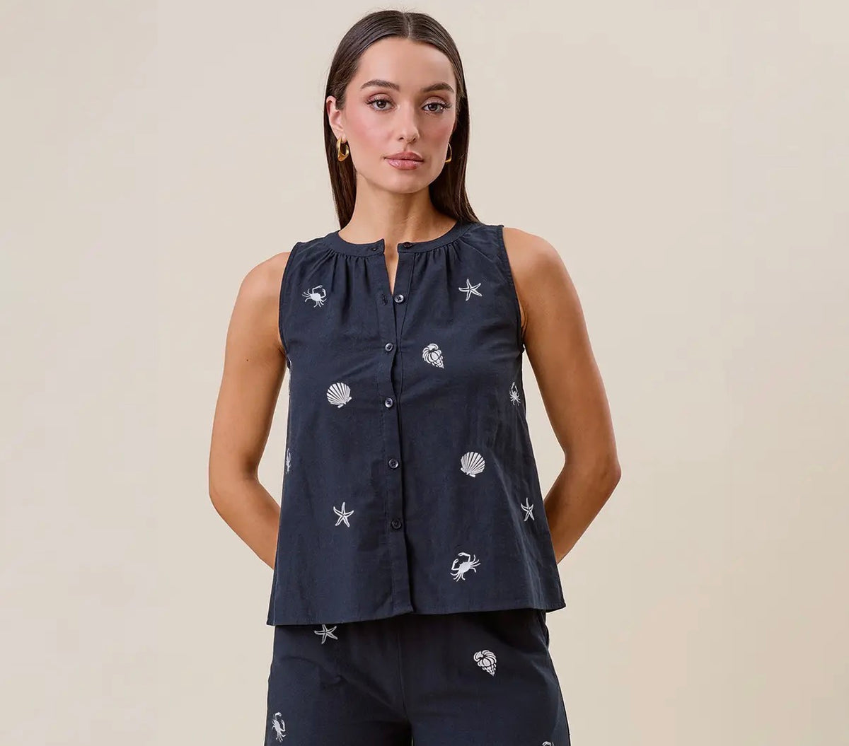 Coastal Charm Button Tank