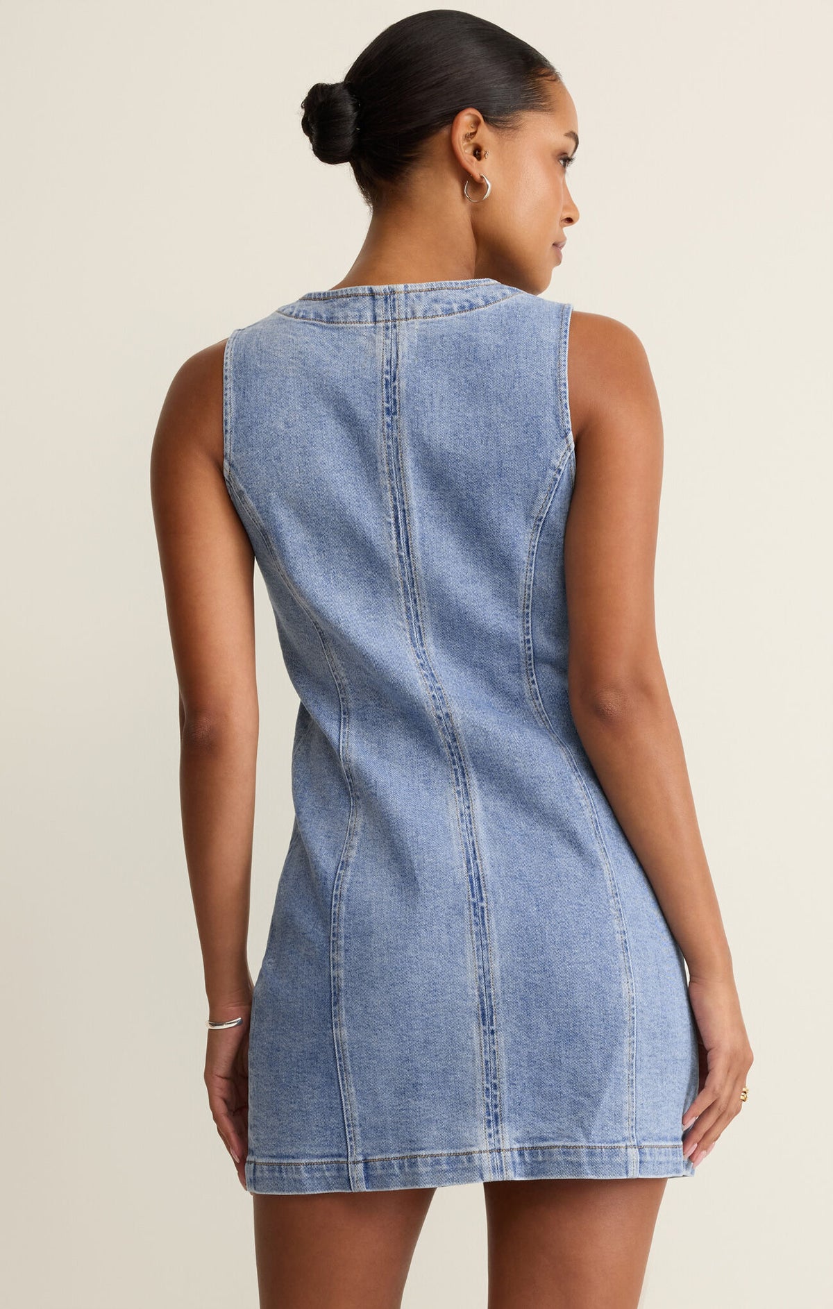 Jolie Denim Seamed Eyelet Dress