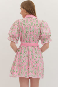 Vintage Vase Shirt Dress