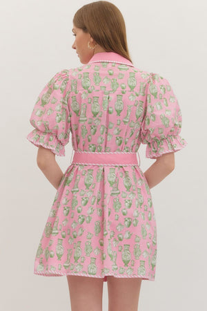 Vintage Vase Shirt Dress
