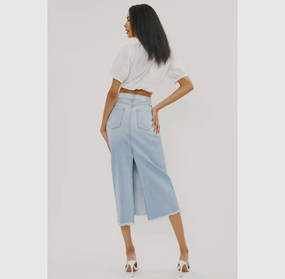 KanCan Faded Stripe Denim Skirt