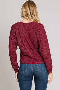 Boxy Burgundy Lurex Knit Top