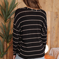 Stripe V Neck Drop Shoulder Knit Top